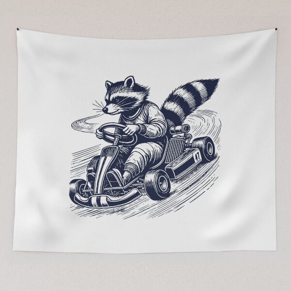Item preview, Vintage Go-kart Design Raccoon Racer designed and sold by LuminOrb.