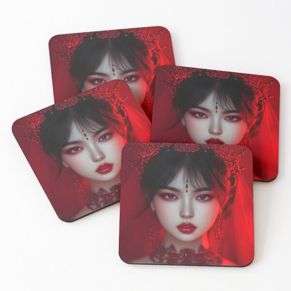 Item preview, Elegant woman with ornate red crown and makeup portrait designed and sold by Artessie.
