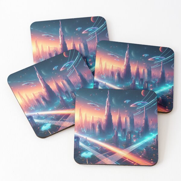 Item preview, Futuristic Neon Cityscape - Sci-Fi Artwork for Visionary Minds designed and sold by RaiyaTees.