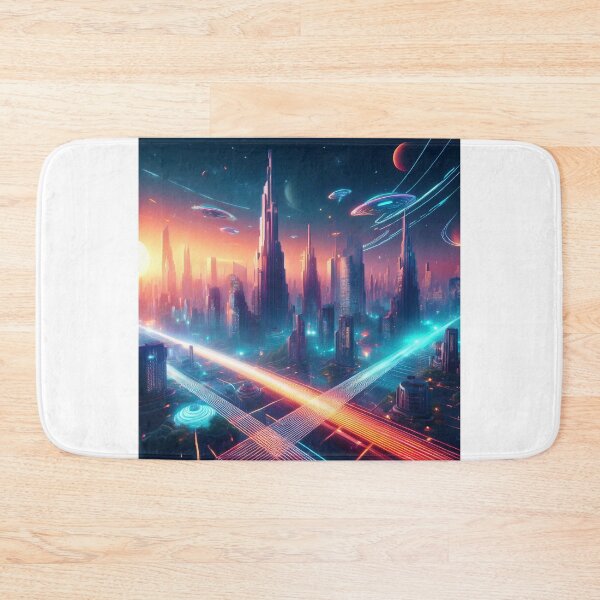 Item preview, Futuristic Neon Cityscape - Sci-Fi Artwork for Visionary Minds designed and sold by RaiyaTees.