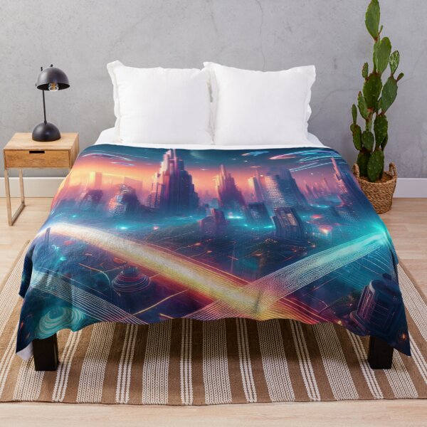 Item preview, Futuristic Neon Cityscape - Sci-Fi Artwork for Visionary Minds designed and sold by RaiyaTees.