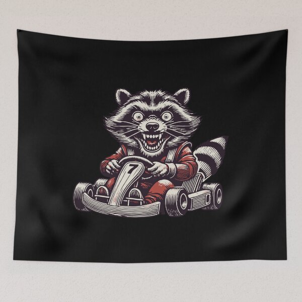 Item preview, Retro Raccoon Go-Kart Racer Fun designed and sold by LuminOrb.