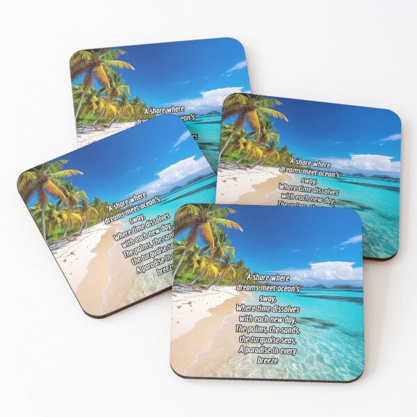 Item preview, Serene Tropical Beach - Poetry Nature Art Work designed and sold by Unwind-Art-Work.