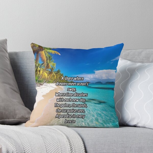 Item preview, Serene Tropical Beach - Poetry Nature Art Work designed and sold by Unwind-Art-Work.