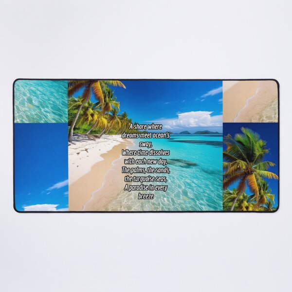 Item preview, Serene Tropical Beach - Poetry Nature Art Work designed and sold by Unwind-Art-Work.
