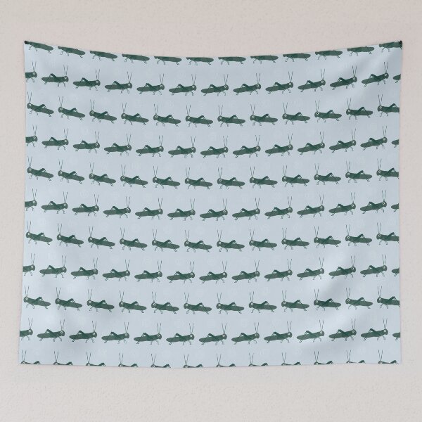 Item preview, Grasshoppers on blue designed and sold by reneesillus.