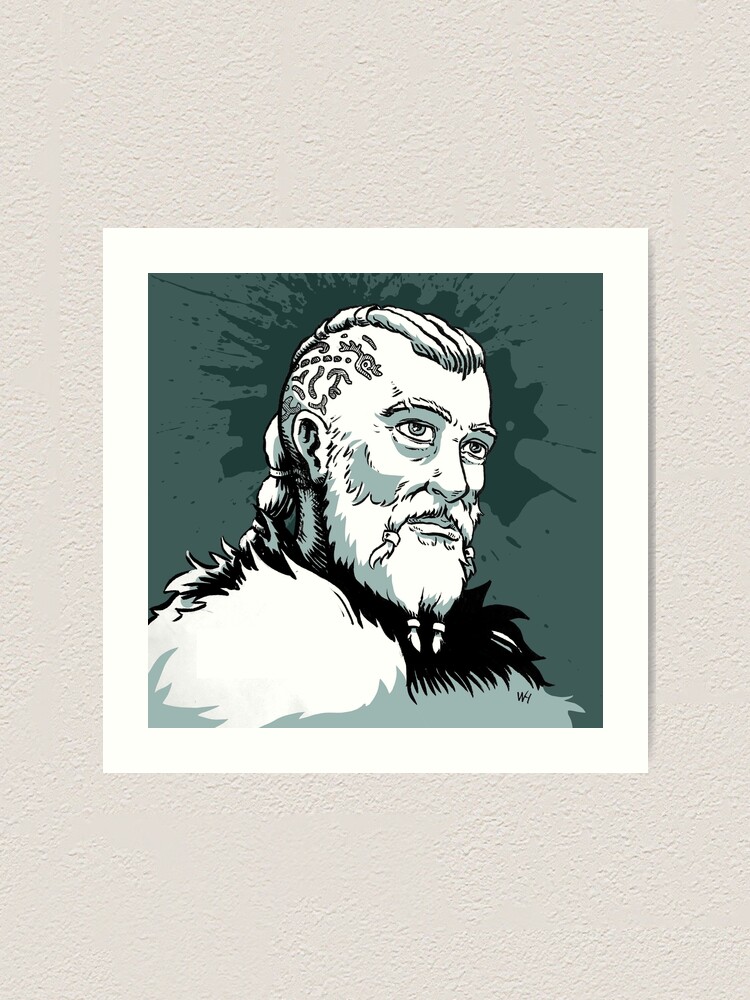 Thumbnail 1 of 3, Art Print, Duo-tone Viking man designed and sold by harmvanschaik.