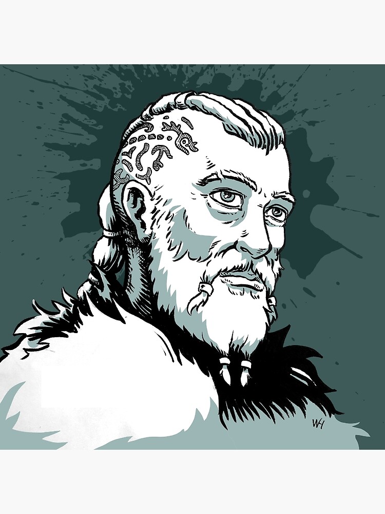 Thumbnail 3 of 3, Art Print, Duo-tone Viking man designed and sold by harmvanschaik.