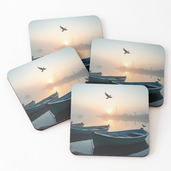 Item preview, A serene dawn at a foggy harbor designed and sold by Giuseppe Cammino.
