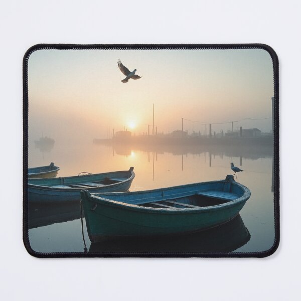Item preview, A serene dawn at a foggy harbor designed and sold by Giuseppe Cammino.