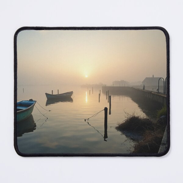 Item preview, A serene dawn at a foggy harbor designed and sold by Giuseppe Cammino.