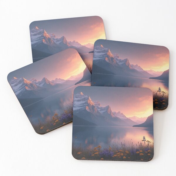 Item preview, A serene mountain landscape bathed in the soft hues of twilight designed and sold by Giuseppe Cammino.