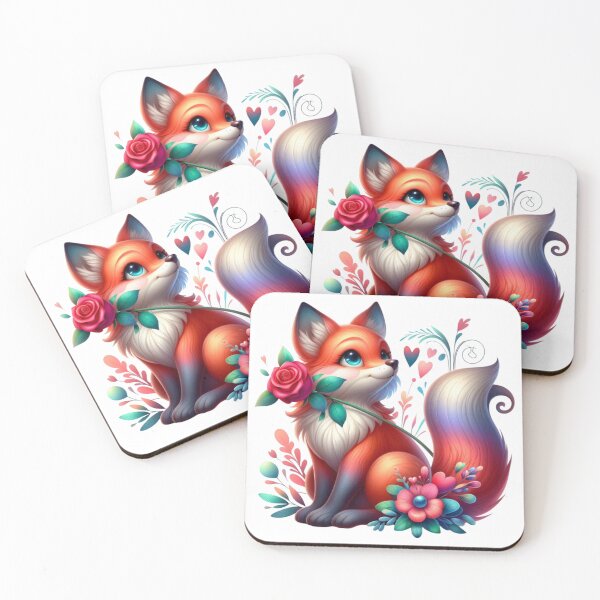 Item preview, Valentines Day Clipart Fox with Flowers designed and sold by Eiwaprints.