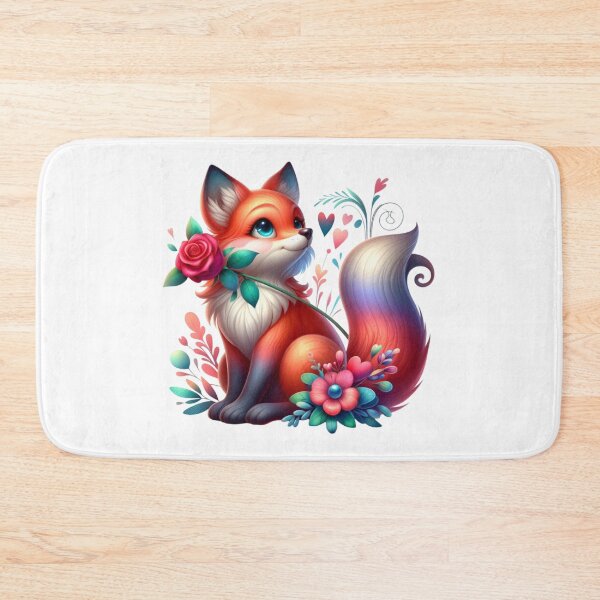 Item preview, Valentines Day Clipart Fox with Flowers designed and sold by Eiwaprints.