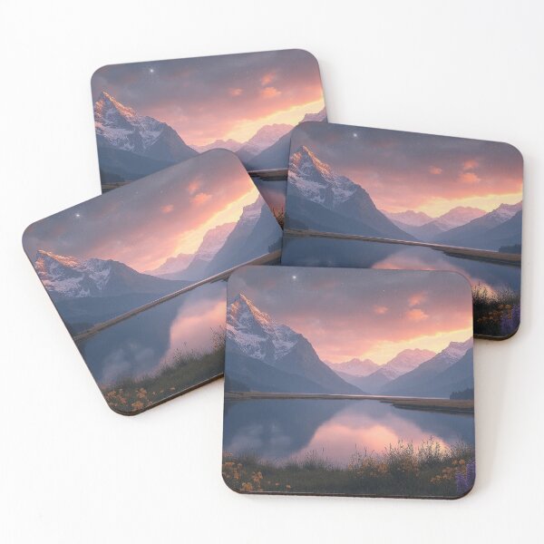 Item preview, A serene mountain landscape bathed in the soft hues of twilight designed and sold by Giuseppe Cammino.