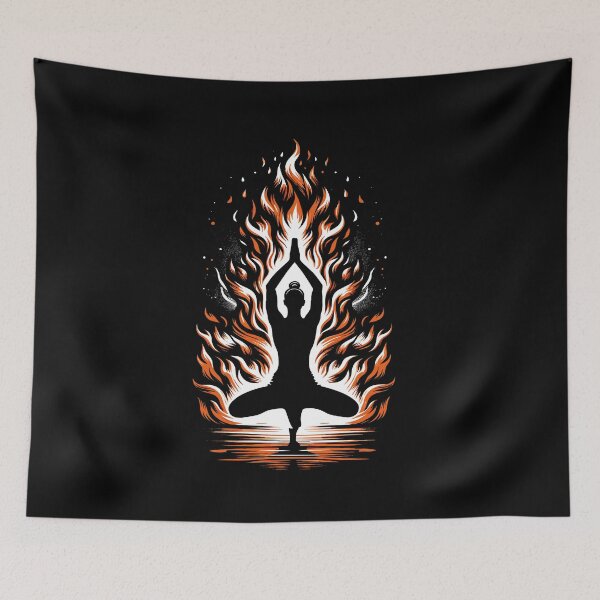 Item preview, Yoga Pose In Front Of A Roaring Fire Fitness Relaxation Fireplace designed and sold by Dressed For  Duty.