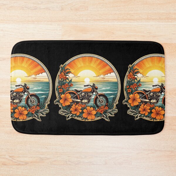 Item preview, Vintage Motor Bike at Sunset on a Hawaiian Beach with Orange Orchids designed and sold by NautiChic.