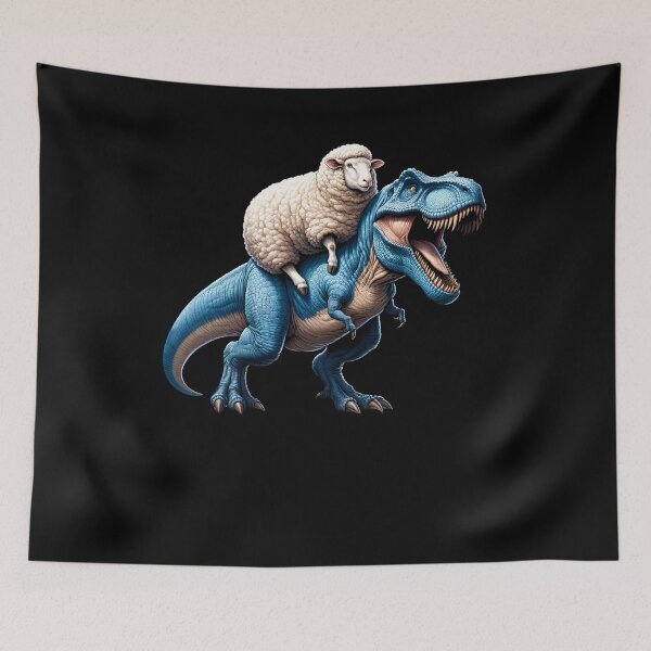 Item preview, Sheep Riding Dinosaur Farm Lover designed and sold by Kimberley King Art  King Art.