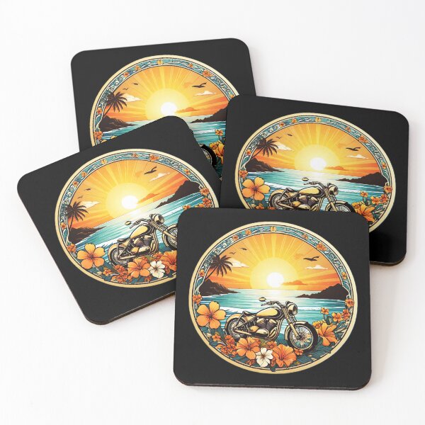 Item preview, Vintage Pocket Bike at Sunset on a Hawaiian Beach with Orchids designed and sold by NautiChic.