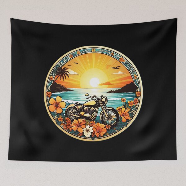 Item preview, Vintage Pocket Bike at Sunset on a Hawaiian Beach with Orchids designed and sold by NautiChic.