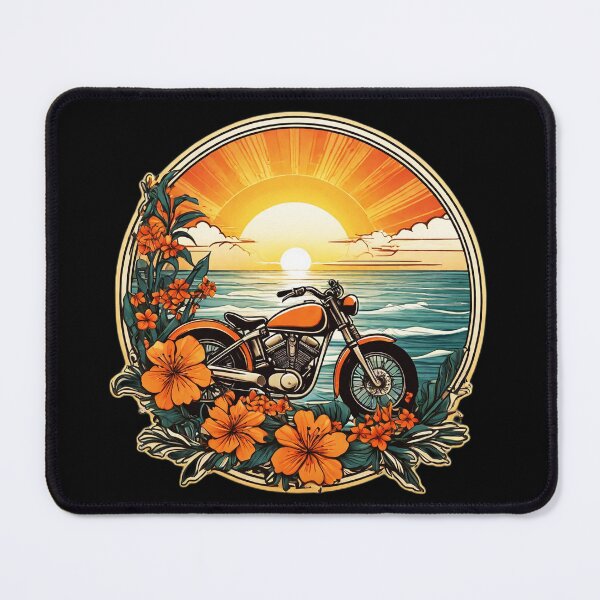 Item preview, Vintage Motor Bike at Sunset on a Hawaiian Beach with Orange Orchids designed and sold by NautiChic.