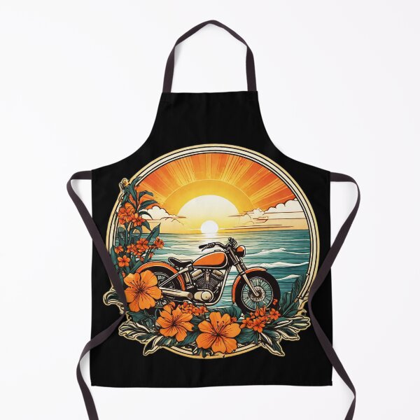 Item preview, Vintage Motor Bike at Sunset on a Hawaiian Beach with Orange Orchids designed and sold by NautiChic.