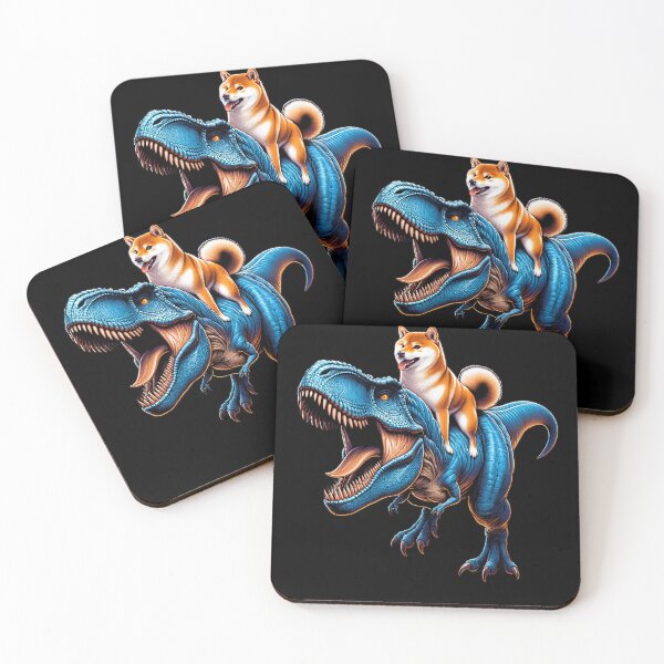 Item preview, Shiba Inu Riding Dinosaur Lover designed and sold by Kimberley King Art  King Art.