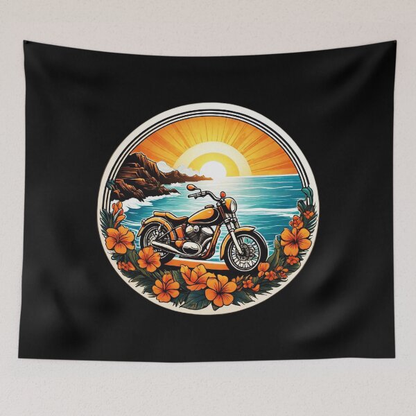 Item preview, Vintage Speed Bike at Sunset on a Hawaiian Beach with Orchids designed and sold by NautiChic.