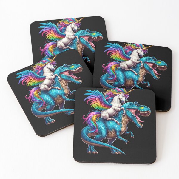 Item preview, Rainbow Unicorn Riding Dinosaur Lover designed and sold by Kimberley King Art  King Art.