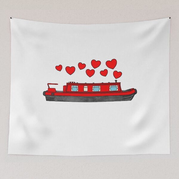 Item preview, Narrowboat Valentines Day, Canal Boat Wedding Anniversary designed and sold by doodlerob.