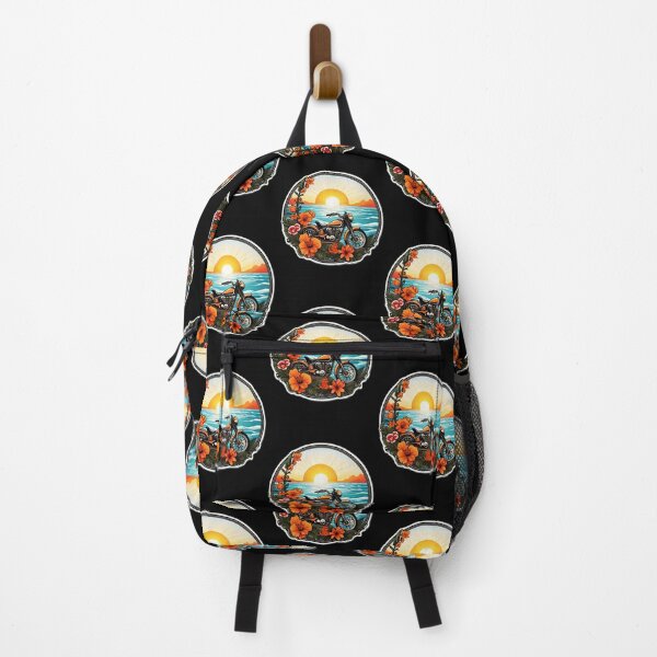 Item preview, Vintage Motorbike at Sunset on a Hawaiian Beach with Orchids designed and sold by NautiChic.