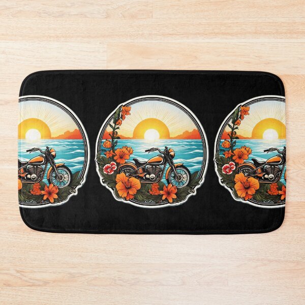 Item preview, Vintage Motorbike at Sunset on a Hawaiian Beach with Orchids designed and sold by NautiChic.