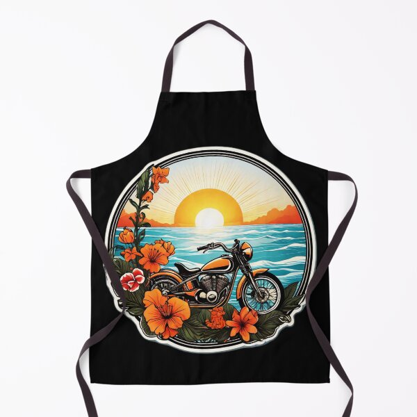 Item preview, Vintage Motorbike at Sunset on a Hawaiian Beach with Orchids designed and sold by NautiChic.