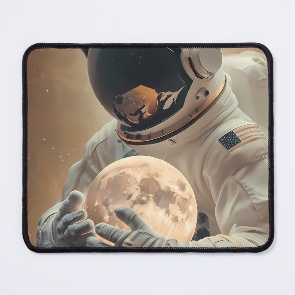 Item preview, Astronaut Cradling a Lunar Light USA America designed and sold by ART ATTACK ZONE.