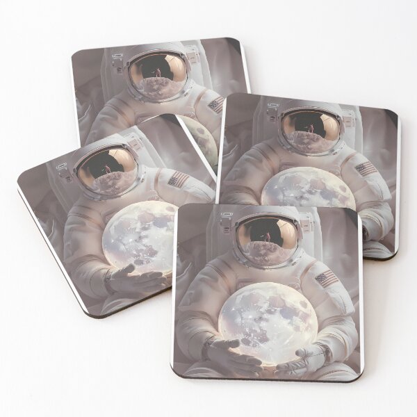 Item preview, United States Astronaut Cradling  Lunar Light USA America designed and sold by ART ATTACK ZONE.