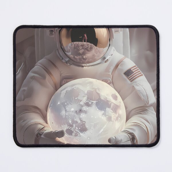 Item preview, United States Astronaut Cradling Lunar Light USA America designed and sold by ART ATTACK ZONE.