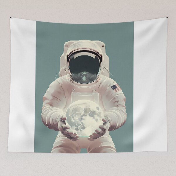 Item preview, Astronaut Cradling Moon Light USA America designed and sold by ART ATTACK ZONE.