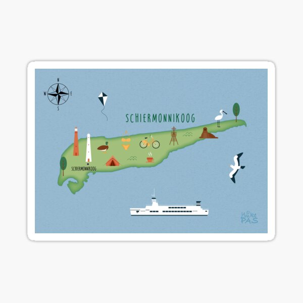 Item preview, Illustrated map of Schiermonnikoog designed and sold by ymkesinfogr.