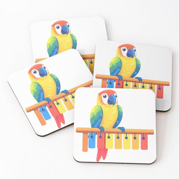 Item preview, Colorful parrot perched on a vibrant xylophone designed and sold by ImagineCorner.