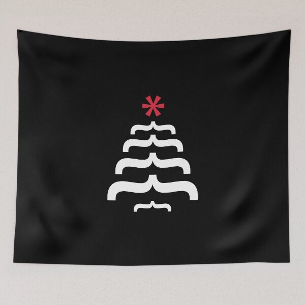 Item preview, Christmas Tree - White Curly Bracks and Red Asterisk - Festive Geek/Nerd Design designed and sold by unrealindeed.