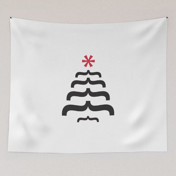 Item preview, Tech Christmas Tree - Black Curly Bracks and Red Asterisk - Festive Geek/Nerd Design designed and sold by unrealindeed.