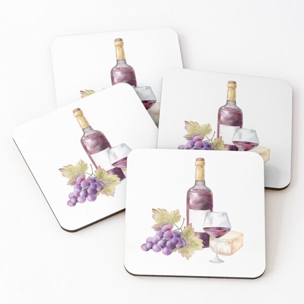 Item preview, watercolor illustration wine bottle glass and grapes on transparent background designed and sold by eves_aquadreams.