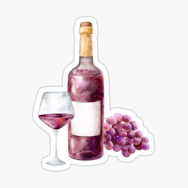 Artikel-Vorschau von Aquarell-Illustration Weinflasche Glas und Trauben auf transparentem Hintergrund, designt und verkauft von ekk8.