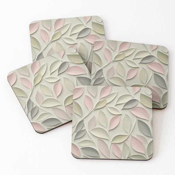 Item preview, 3D Leaf Pattern - Soft Taupe, Olive, and Pink Organic Design designed and sold by joanafly.