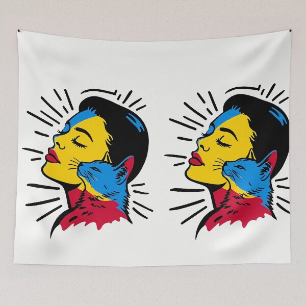 Item preview, Minimal Cat Companionship Art Human Illustration Warm Love designed and sold by ART ATTACK ZONE.