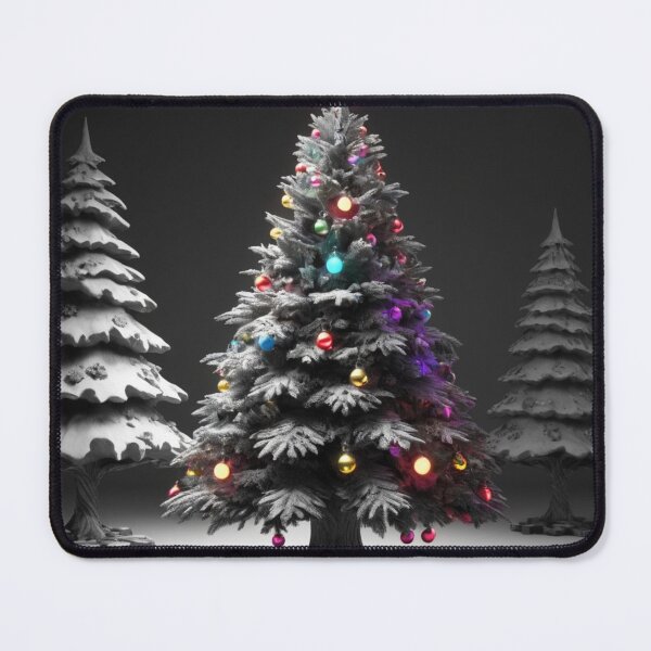 Item preview, Christmas tree in shades of gray with colorful ornaments designed and sold by Izabela Włodarczyk.