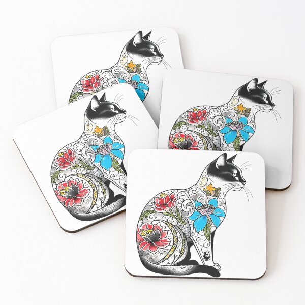 Item preview, Cat in FlowersTattoo designed and sold by Gliddertee.
