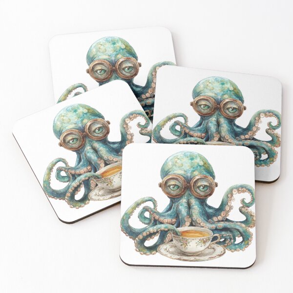 Item preview, Octopus sipping tea with goggles designed and sold by ImagineCorner.