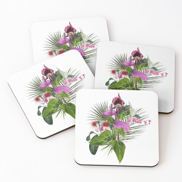 Item preview, Tropical bouquet with exotic flowers and green palm leaves. designed and sold by MatyKotiv.