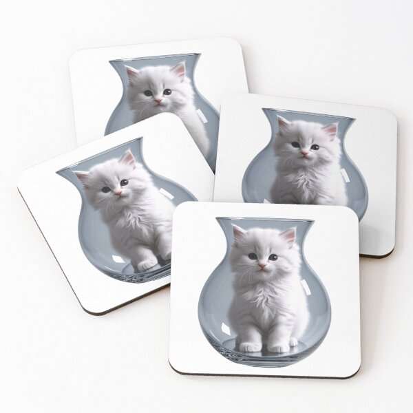 Item preview, Little white cat in a vase designed and sold by CreativeVides.